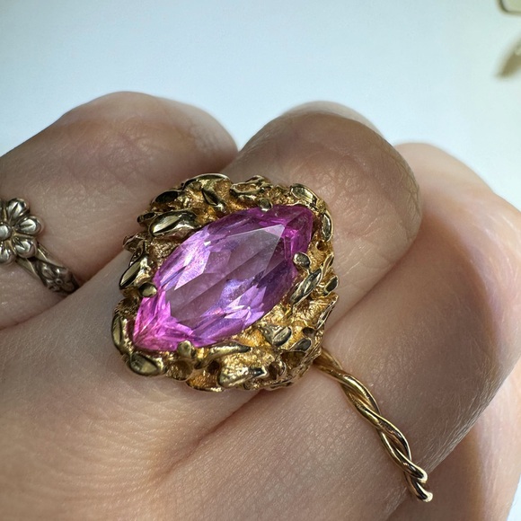 Stunning Vintage Pink Sapphire Ring Solid 14K Gold. About 7.25. Gorgeous Estate! - Picture 8 of 15